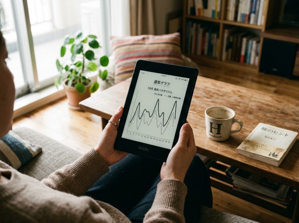 Kindle版で自分のタイプのページ（運気グラフなど）を表示した画面